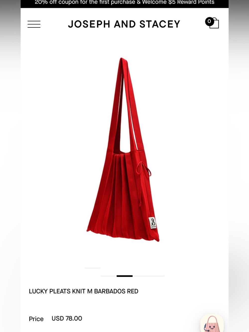 NWT Joseph and Stacey lucky pleats knit bag